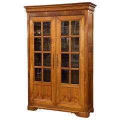 Antique Large French Two-Door Bookcase Cabinet of Cherry