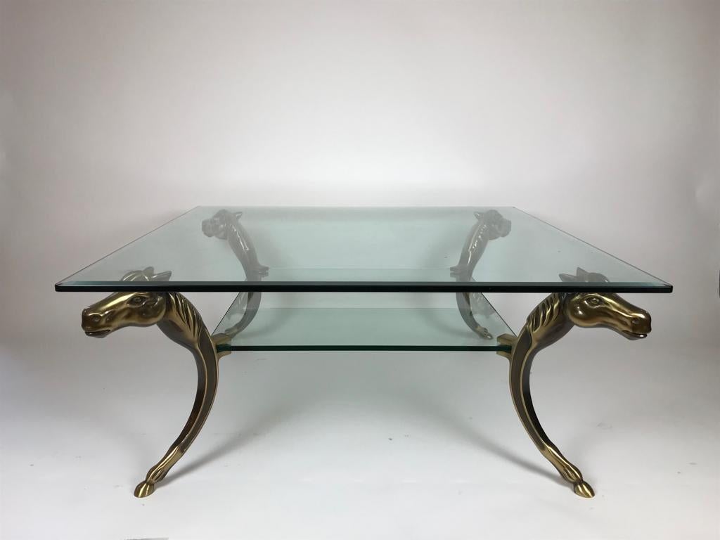 Large French Two-Tiered Coffee Table with Horse Head Corners In Good Condition In London, GB
