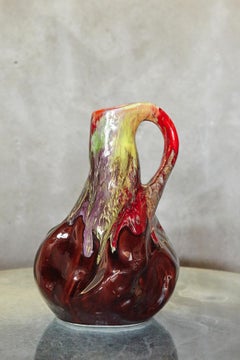 Large French Vallauris-Style Lava Glaze Ceramic Jug, 1950s