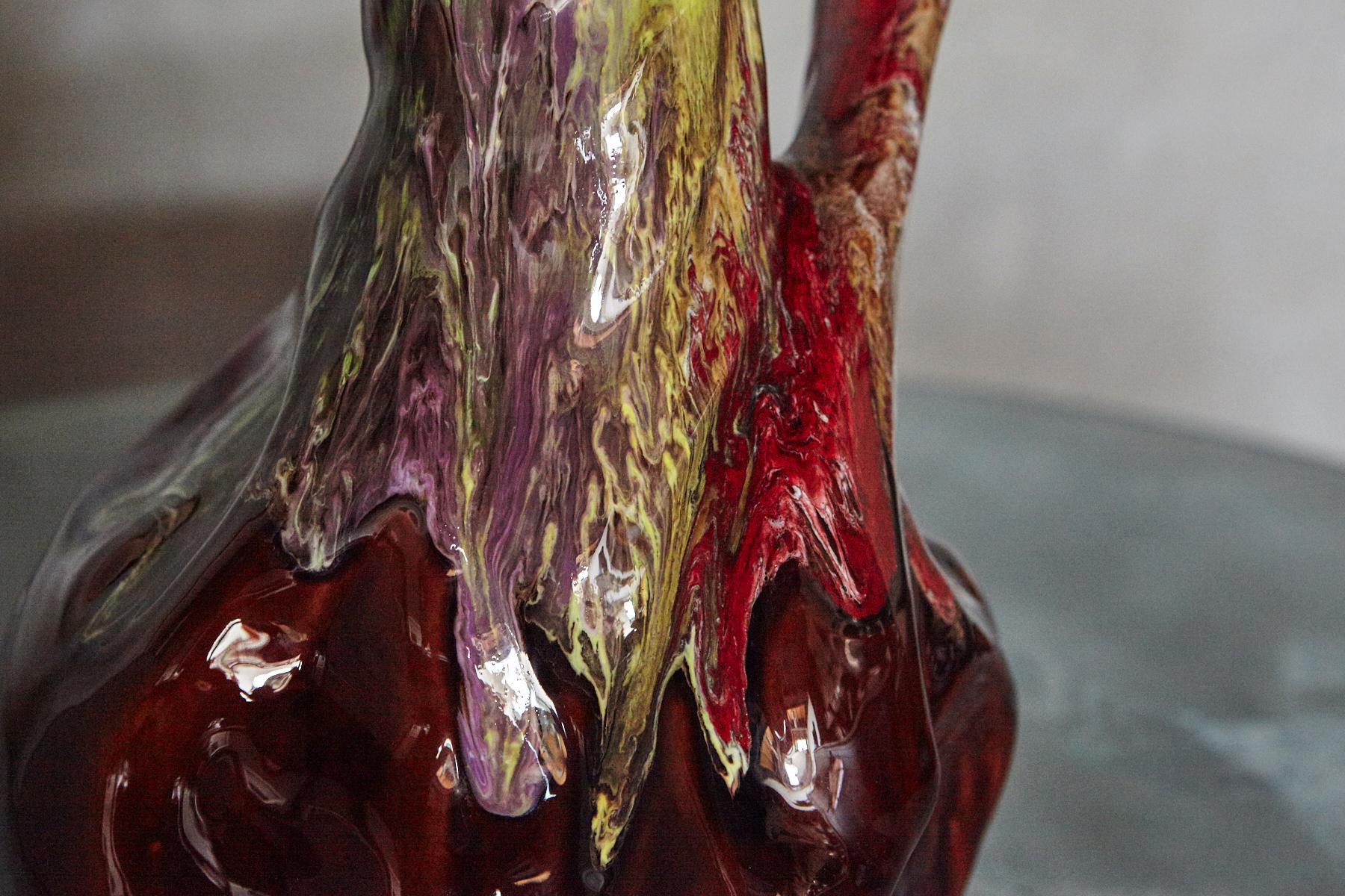 Metà XX secolo Grande brocca francese in ceramica con smalto lavico in stile Vallauris, anni '50 in vendita