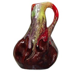 Grande brocca francese in ceramica con smalto lavico in stile Vallauris, anni '50