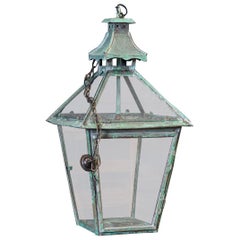 Large French Verdigris Copper Lantern