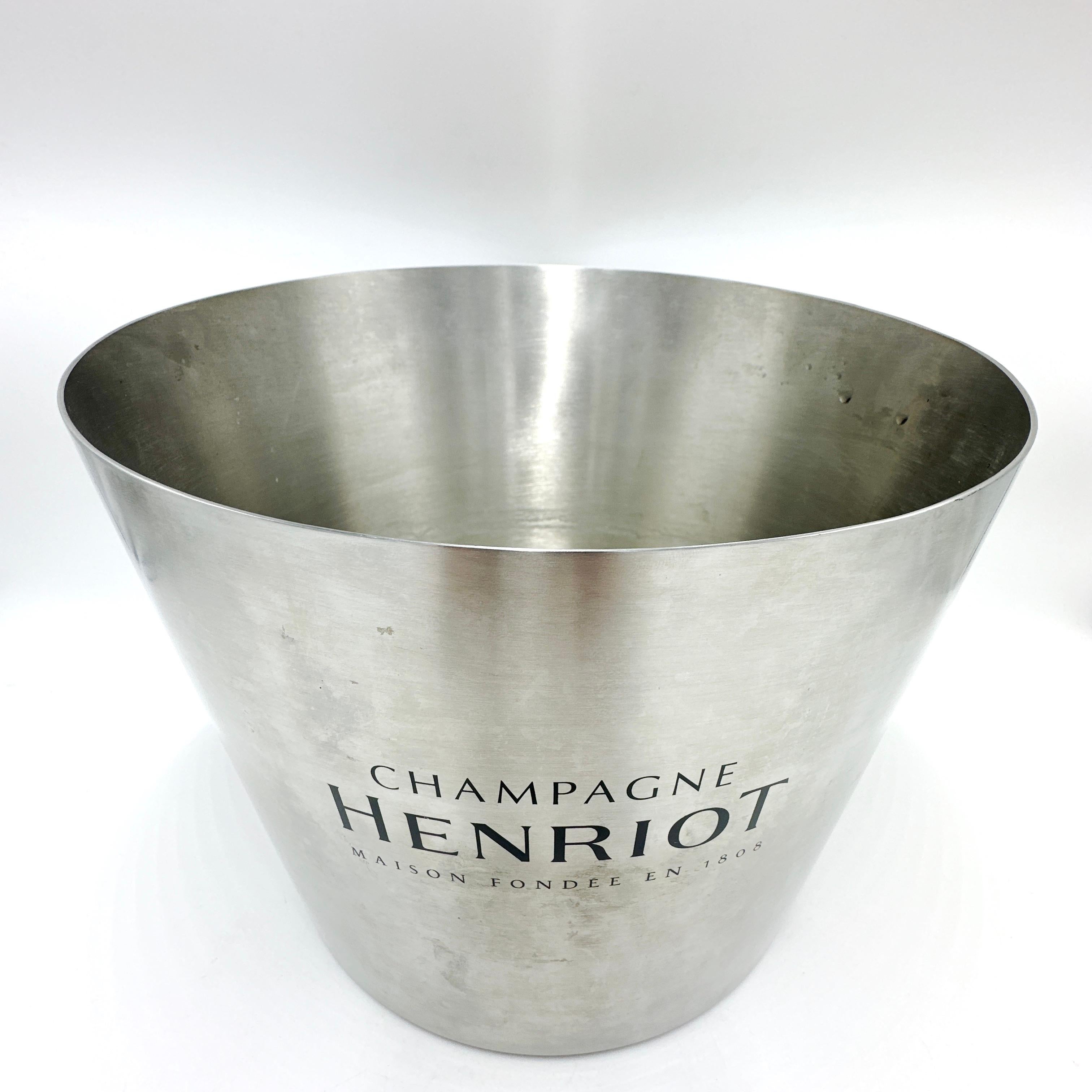 Large French Vintage Champagne Henriot Multi Bottle Metal Champagne Bucket 3