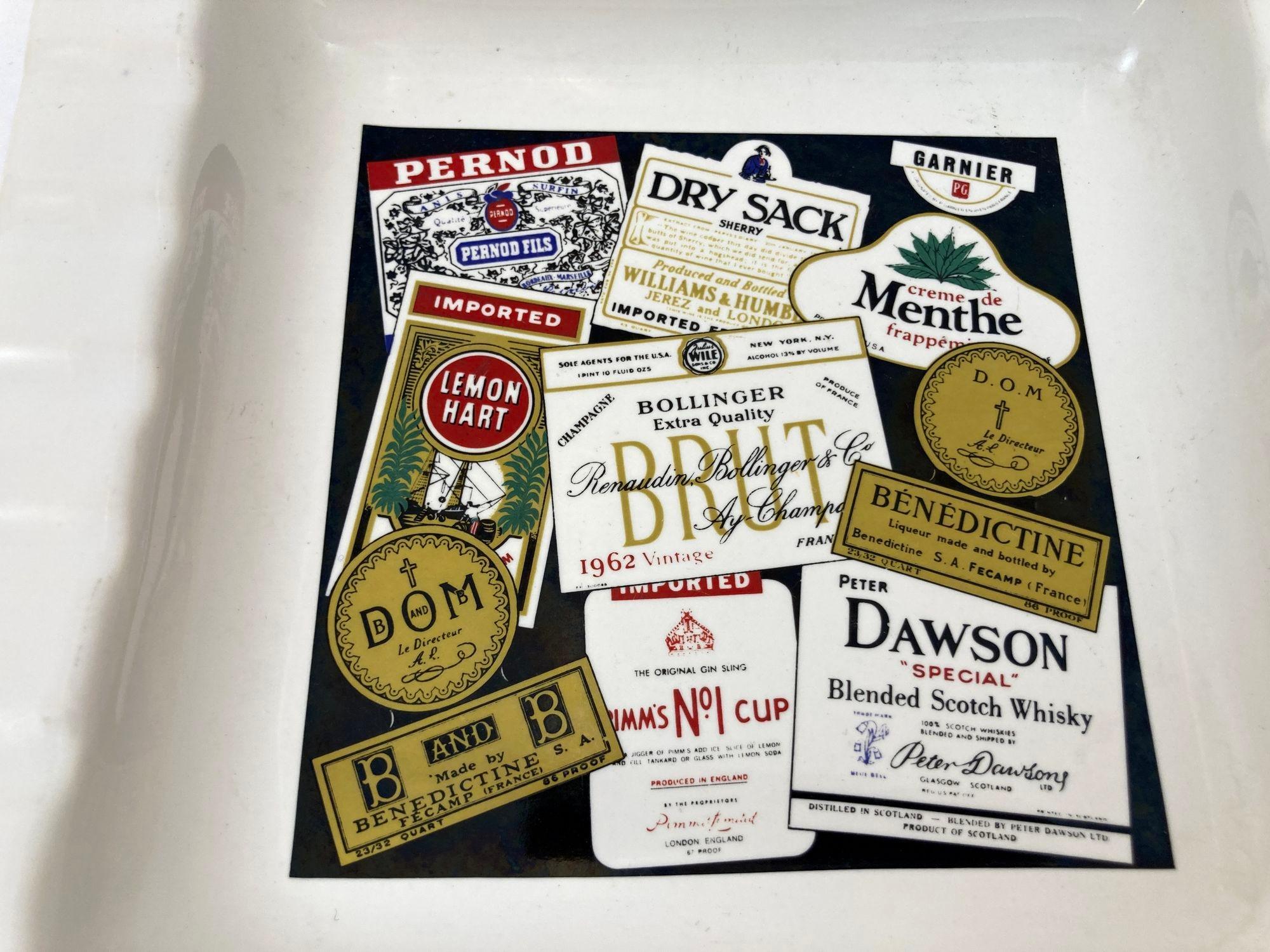 20th Century Large French Vintage Square White Catchall Advertising Collectible Cigar Ashtray