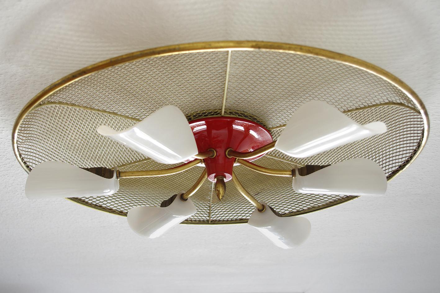 Mid-Century Modern Large French Vintage Wall Ceiling Light Flush Mount, 1950s