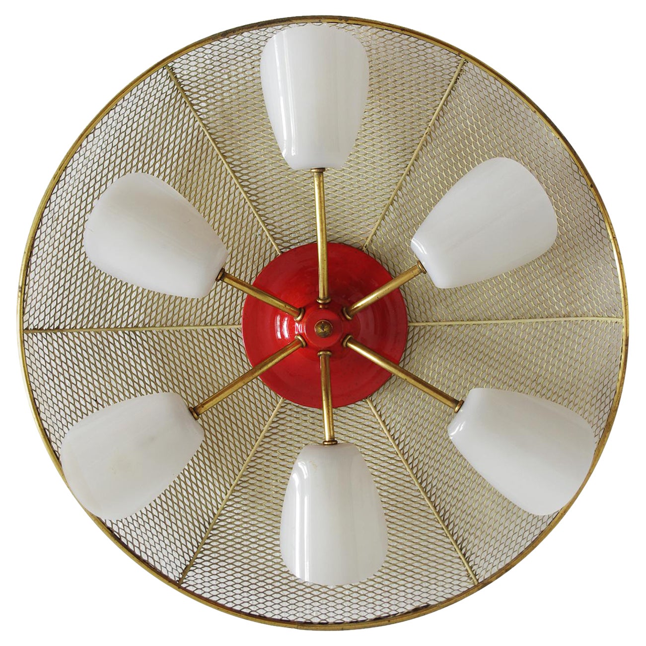 Large French Vintage Wall Ceiling Light Flush Mount, 1950s