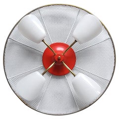 Grande applique murale vintage française encastrée, années 1950