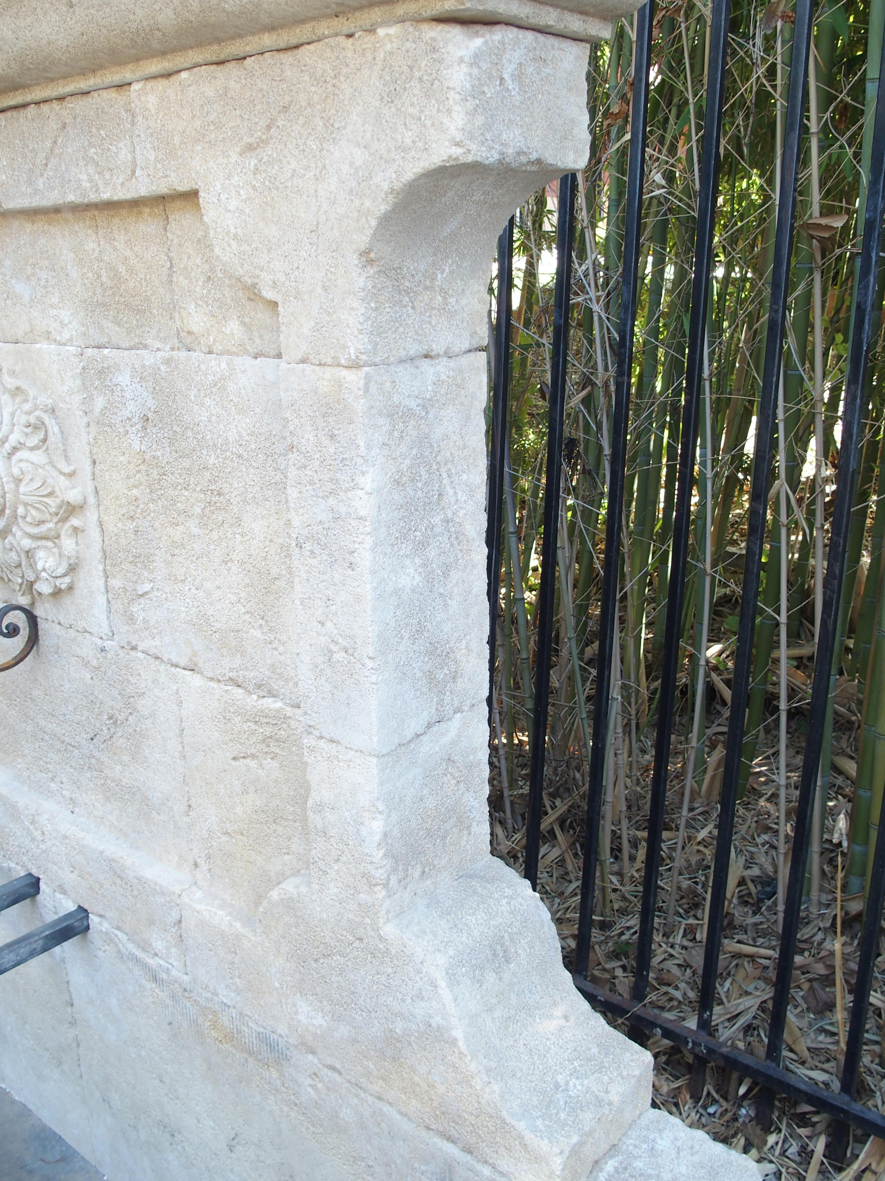 Large French Wall Fountain in Carved Provence Limestone 5