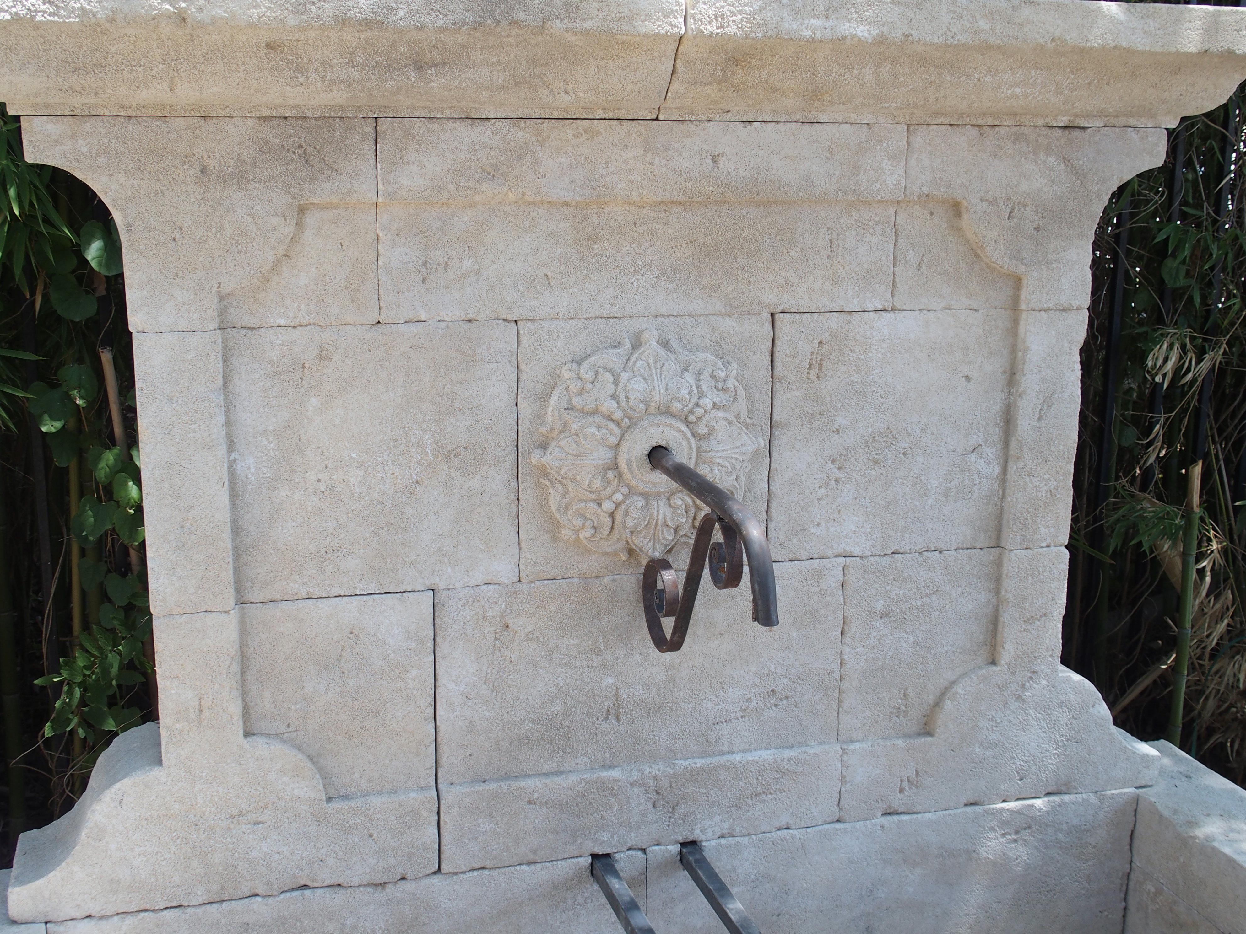 Large French Wall Fountain in Carved Provence Limestone 7