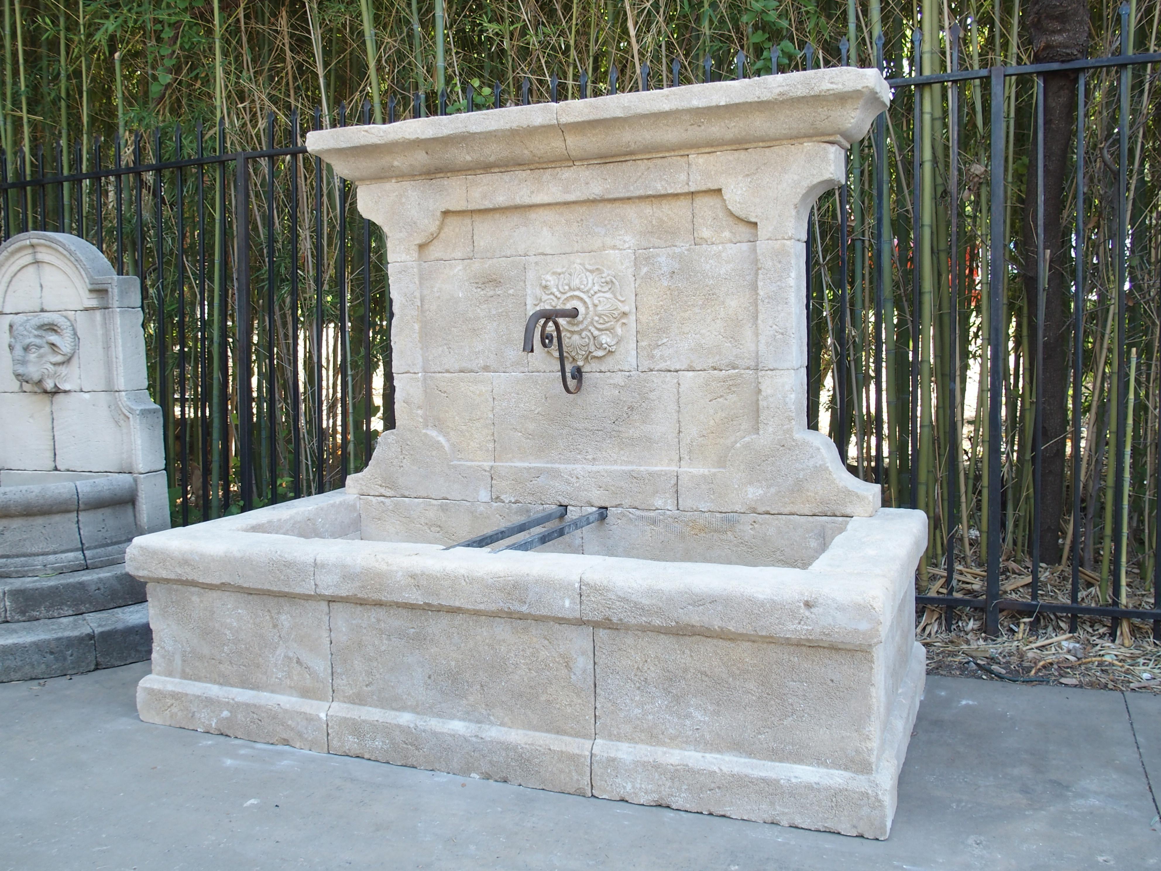 Large French Wall Fountain in Carved Provence Limestone 6