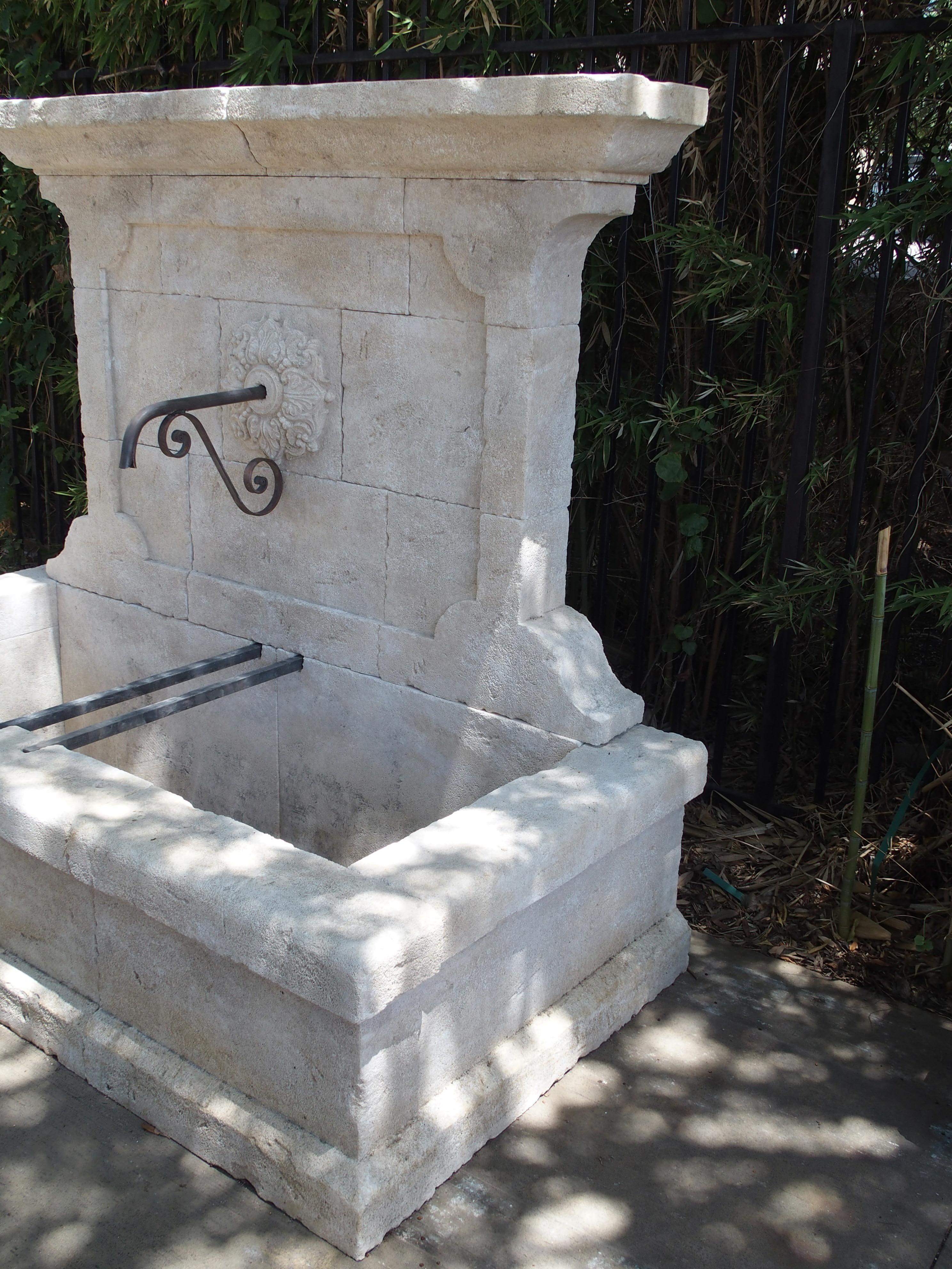 Large French Wall Fountain in Carved Provence Limestone 8