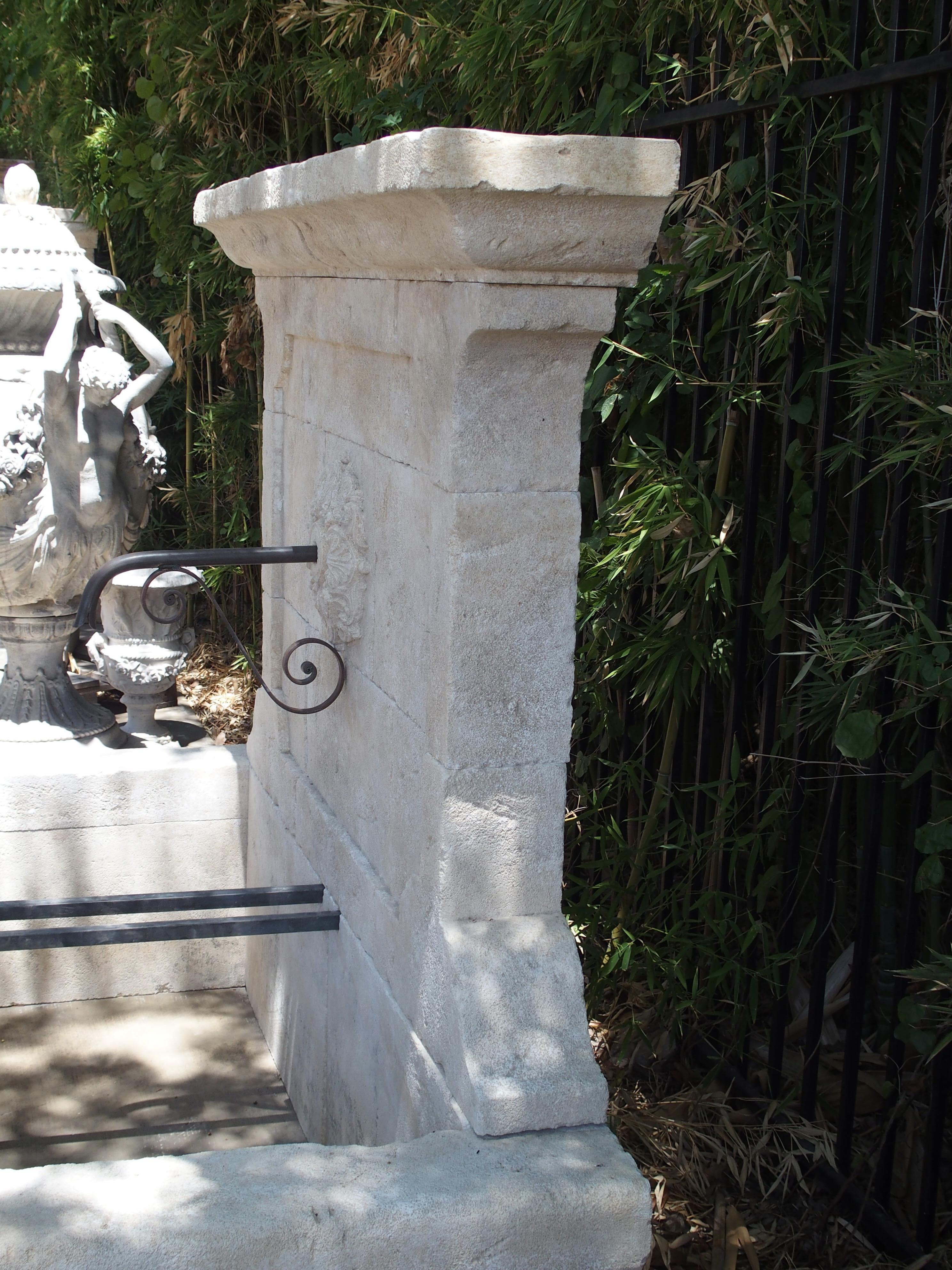 Large French Wall Fountain in Carved Provence Limestone 9