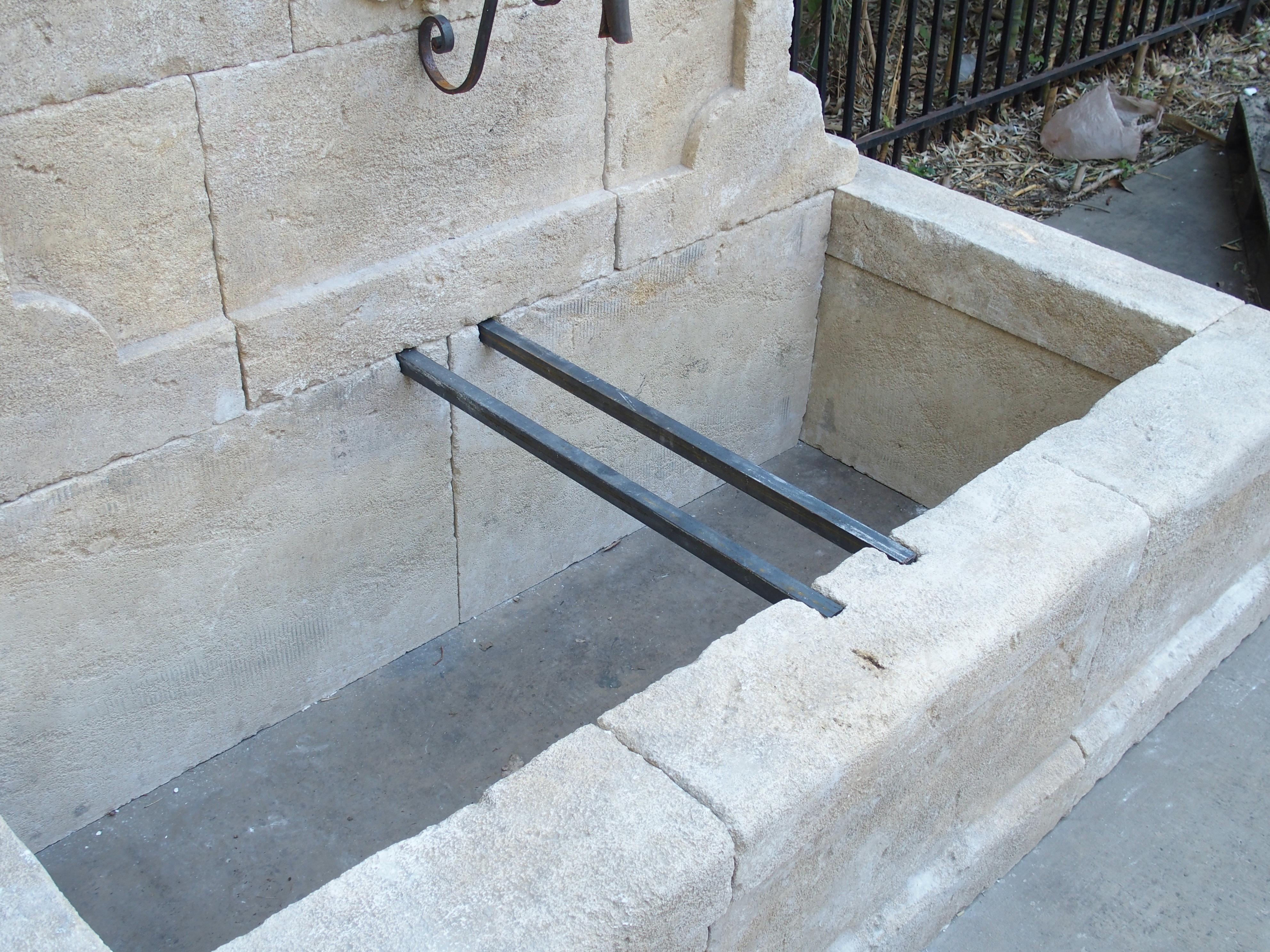 Large French Wall Fountain in Carved Provence Limestone In Good Condition In Dallas, TX
