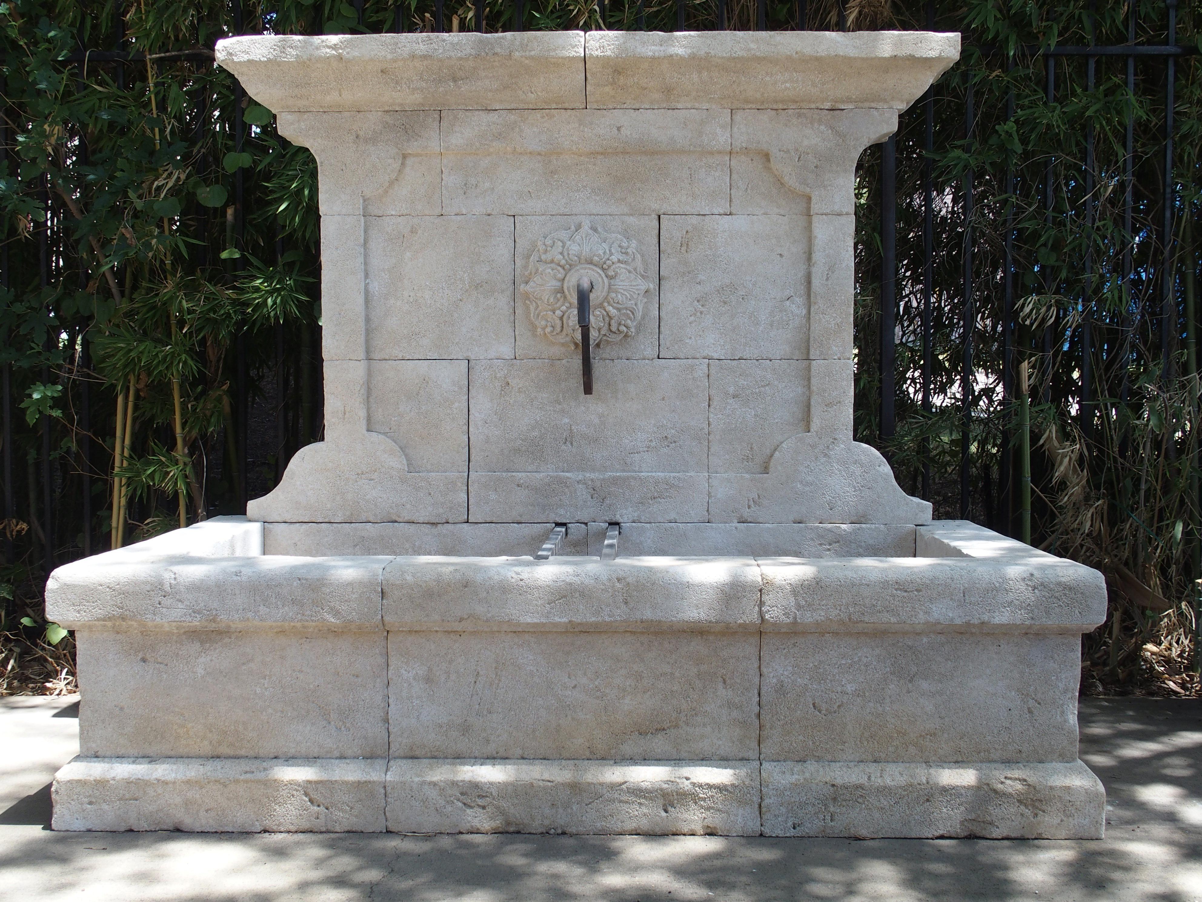 Large French Wall Fountain in Carved Provence Limestone 2