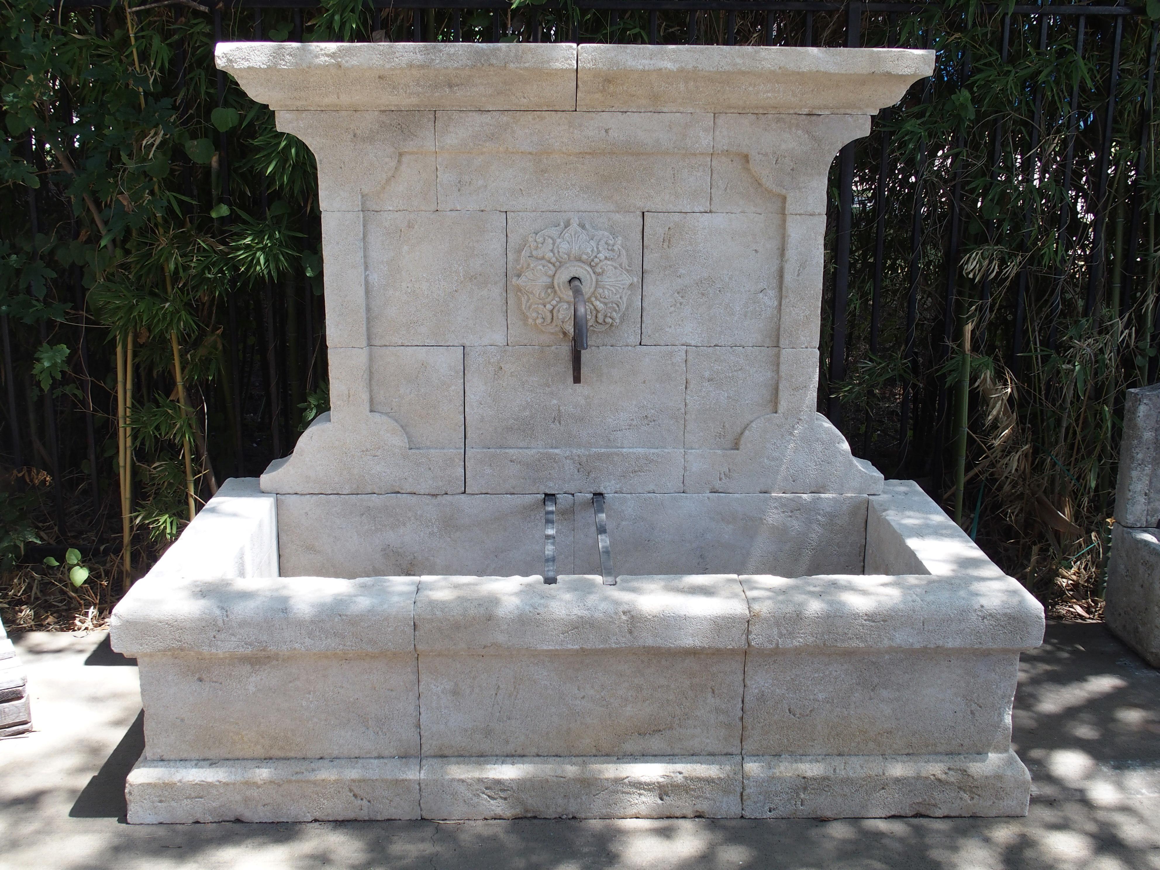 Large French Wall Fountain in Carved Provence Limestone 4