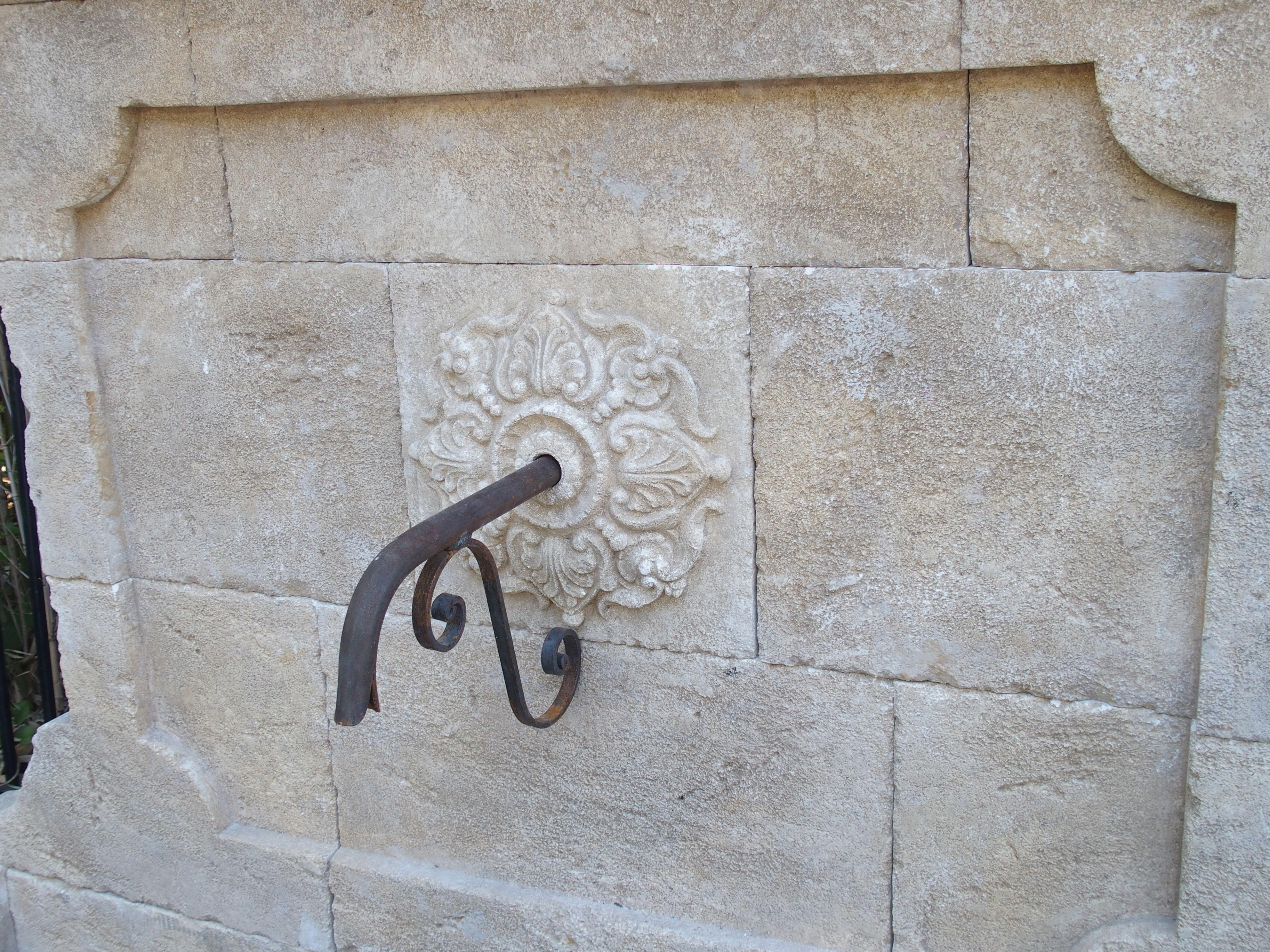 Large French Wall Fountain in Carved Provence Limestone 3