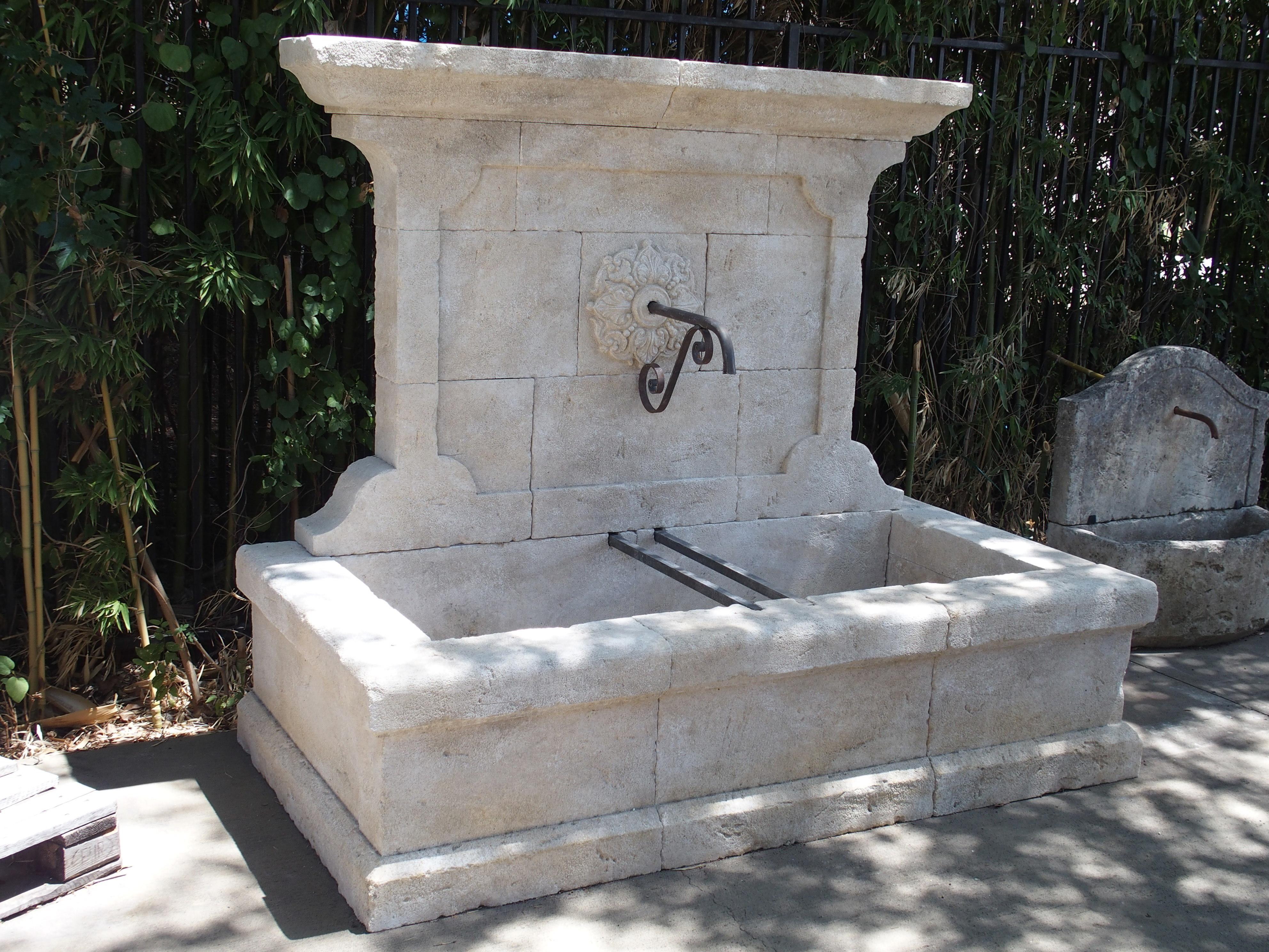 Large French Wall Fountain in Carved Provence Limestone 5