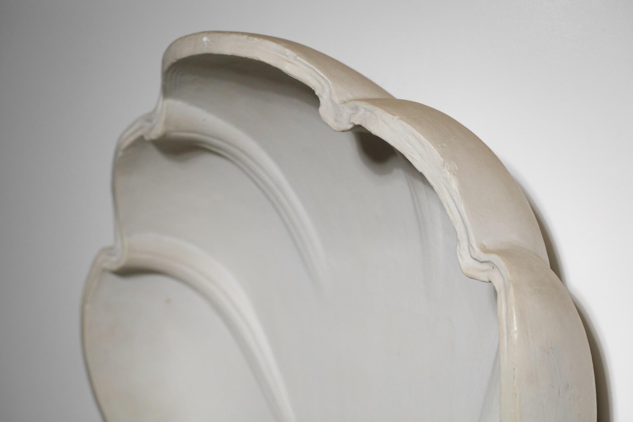 Large French Wall Light Shell in Plaster from the 80's E440 6