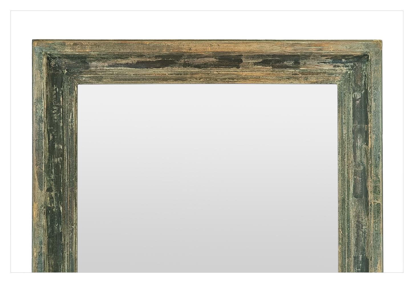 Barbizon School Large French Wall Mirror, Green-Grey Patina, Barbizon Style, circa 1880 For Sale