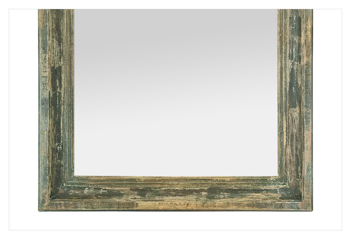 Late 19th Century Large French Wall Mirror, Green-Grey Patina, Barbizon Style, circa 1880 For Sale