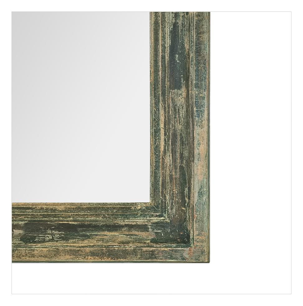 Large French Wall Mirror, Green-Grey Patina, Barbizon Style, circa 1880 For Sale 1