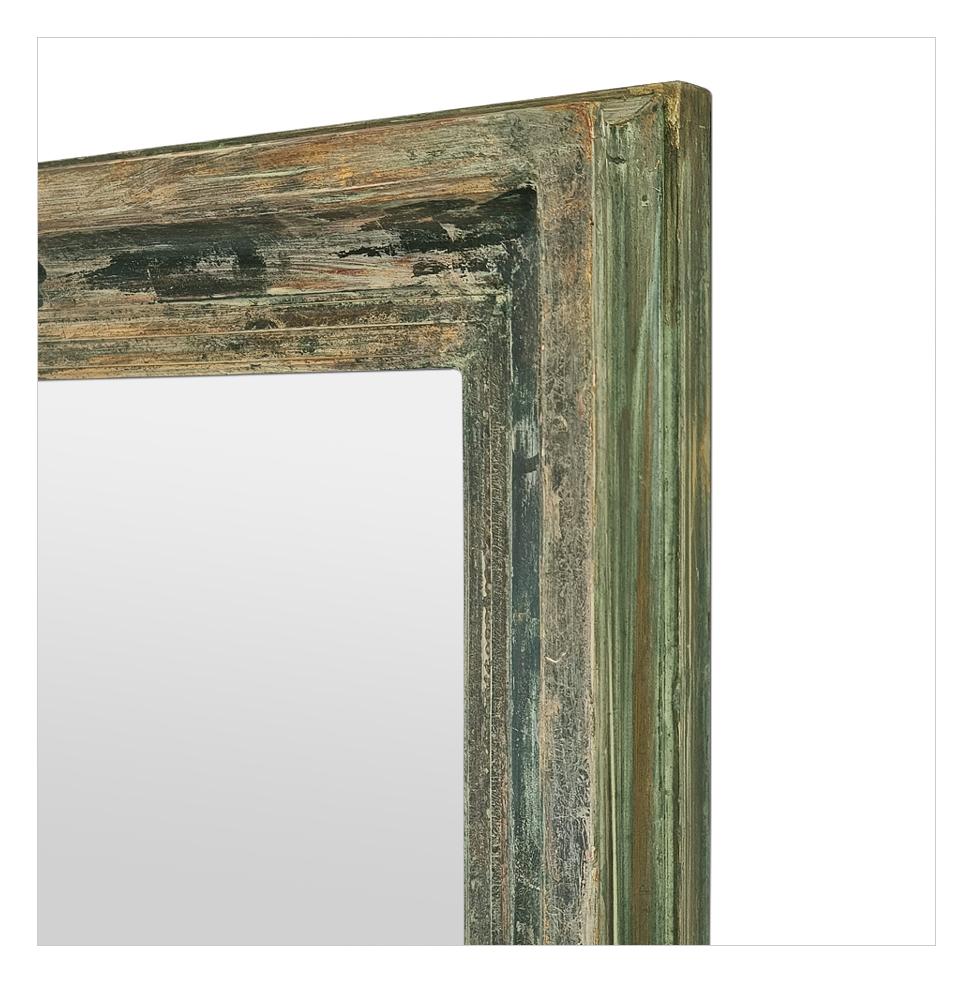 Large French Wall Mirror, Green-Grey Patina, Barbizon Style, circa 1880 For Sale 2