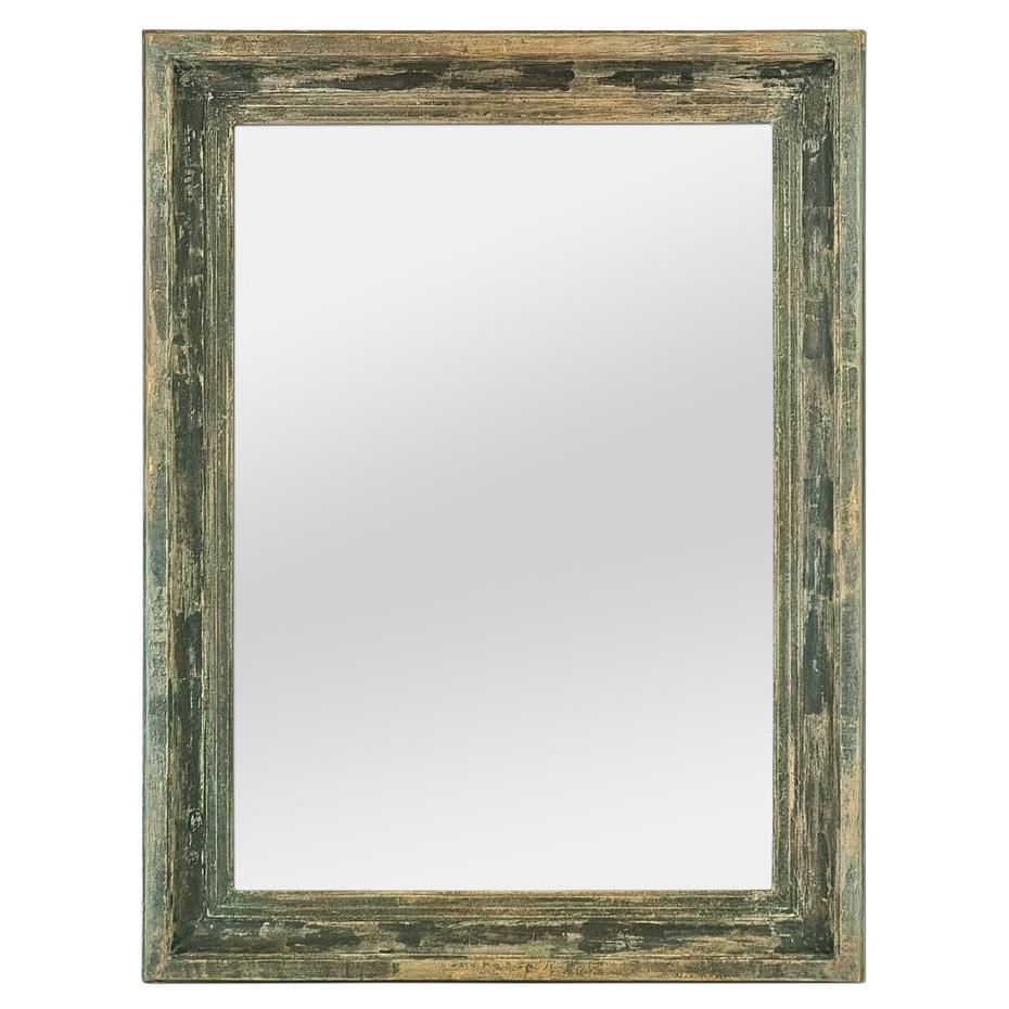 Large French Wall Mirror, Green-Grey Patina, Barbizon Style, circa 1880 For Sale