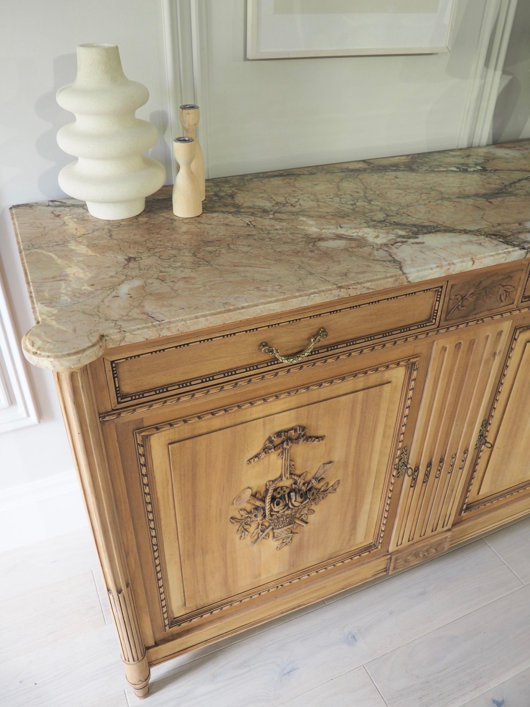 Large French Walnut 19th Century Sideboard with Marble 4