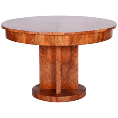 Large French Walnut Art Deco Extendable Dining Table, Completely restored, 1930s
