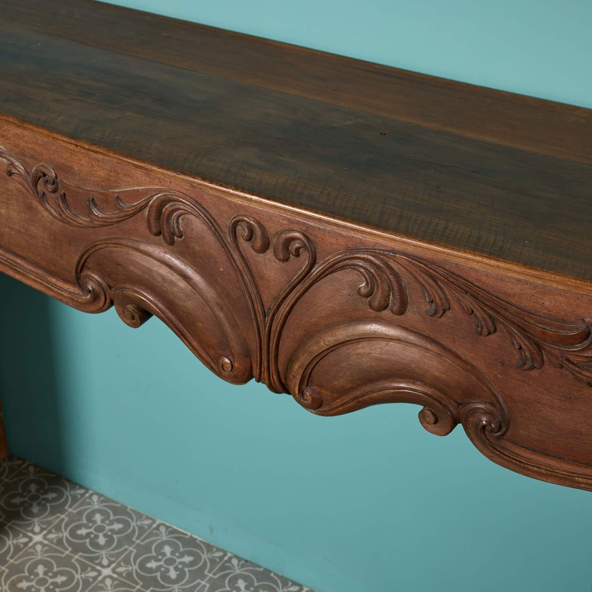 English Large French Walnut Fire Mantel For Sale