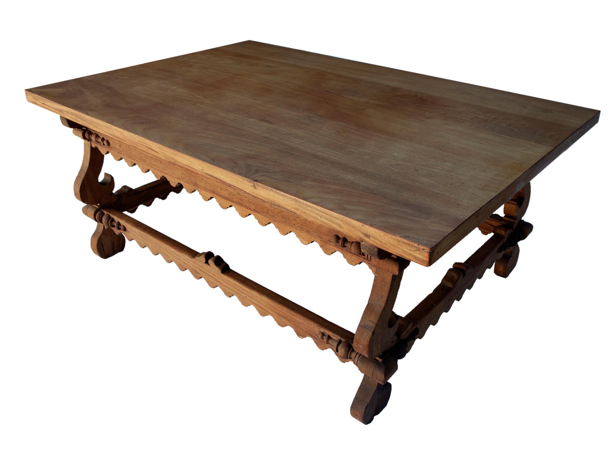 Large French Walnut & Pine Centre/Dining Table For Sale