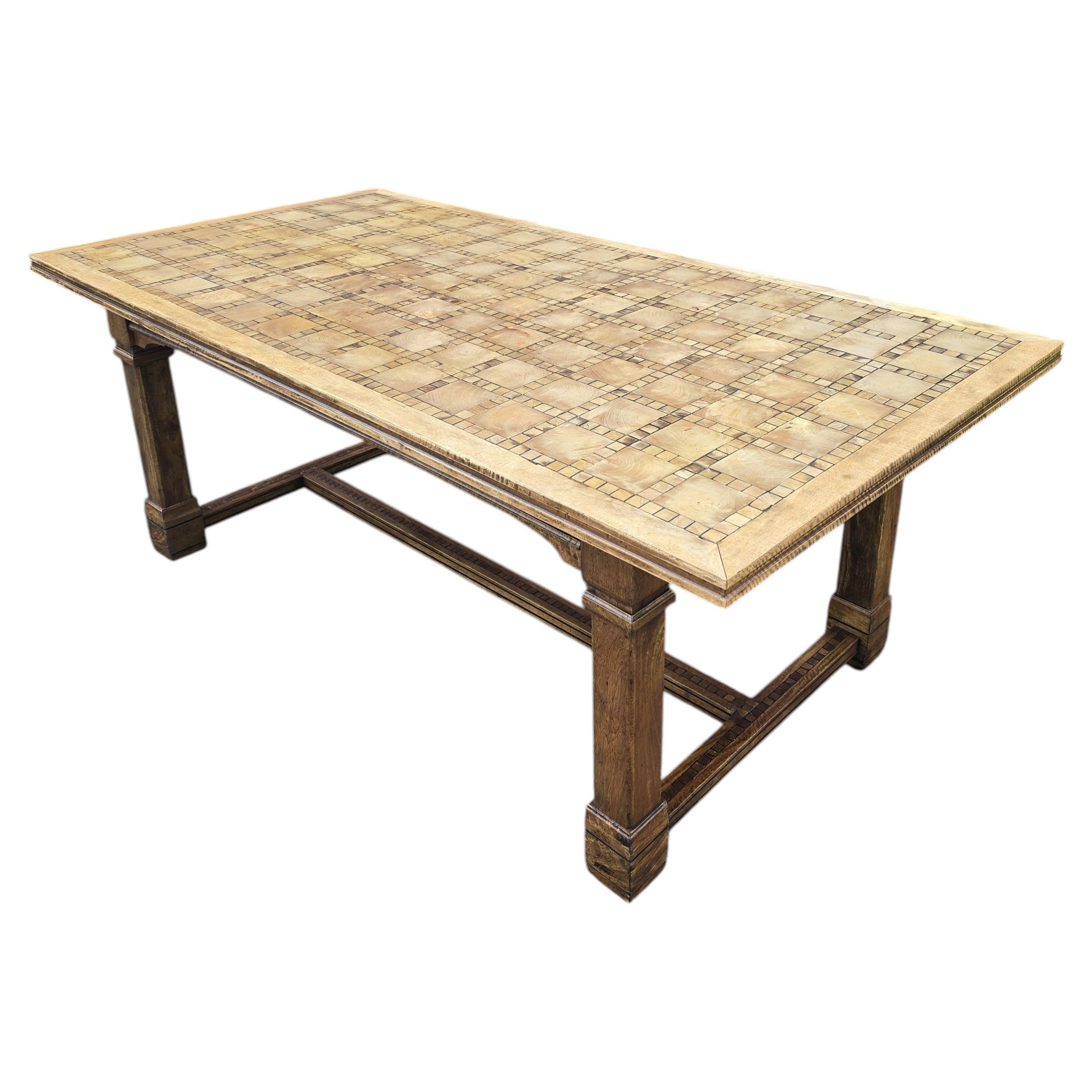 Gran Mesa de Comedor de Cocina de Granja Refrectory de Nogal Francés