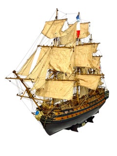 Large French Warship Model "Le Superbe" 1784, Handcrafted