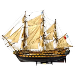 Large French Warship Model "Le Superbe" 1784, Handcrafted