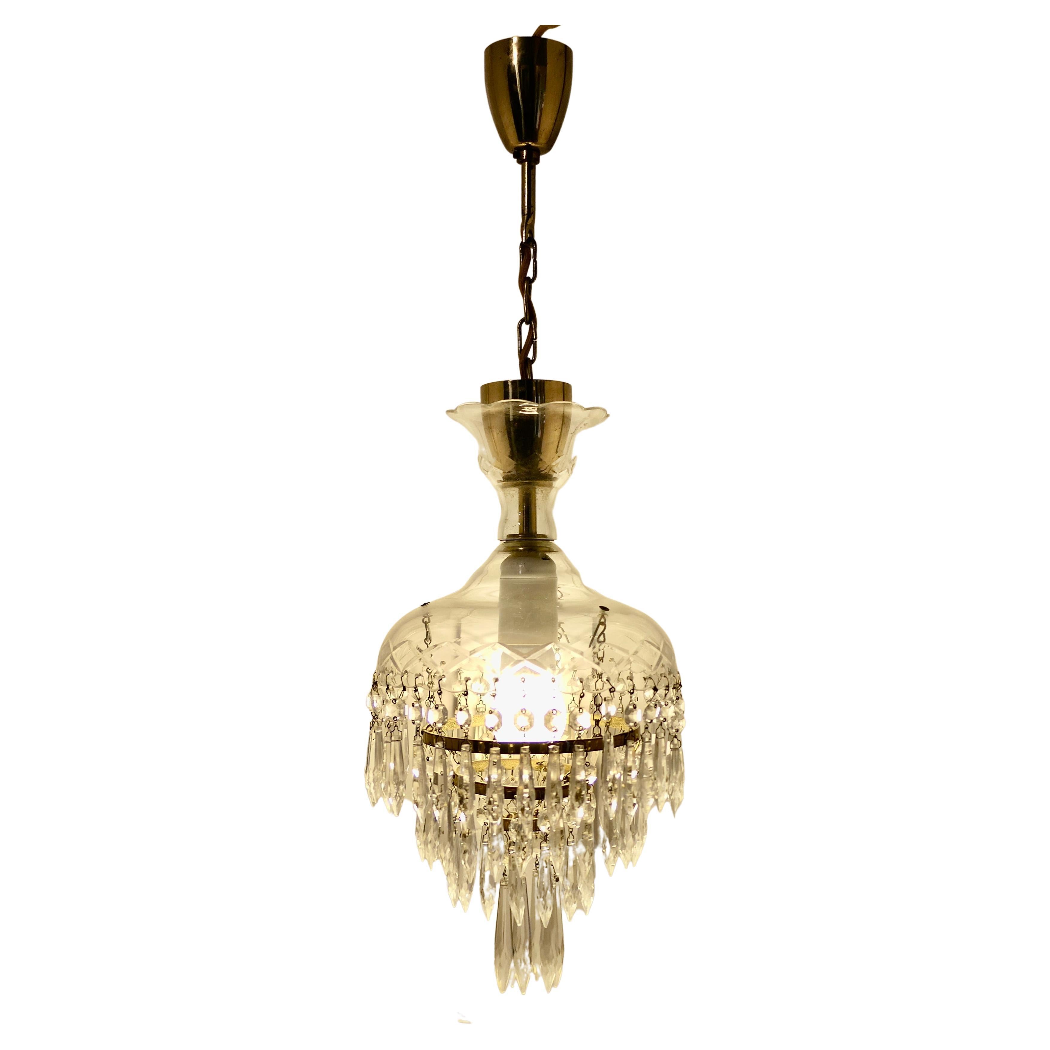 Large French Waterfall Crystal Chandelier   