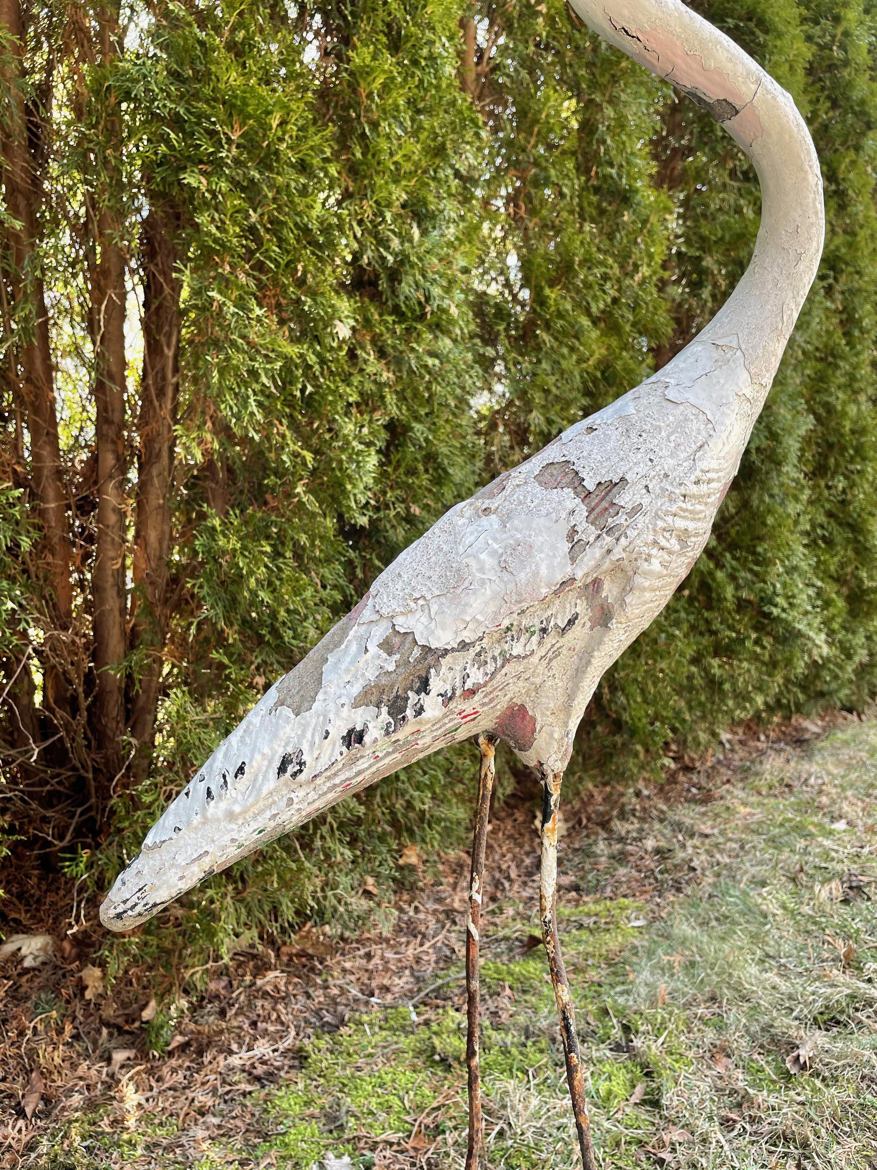 Large French White Flamingo Statue For Sale 6