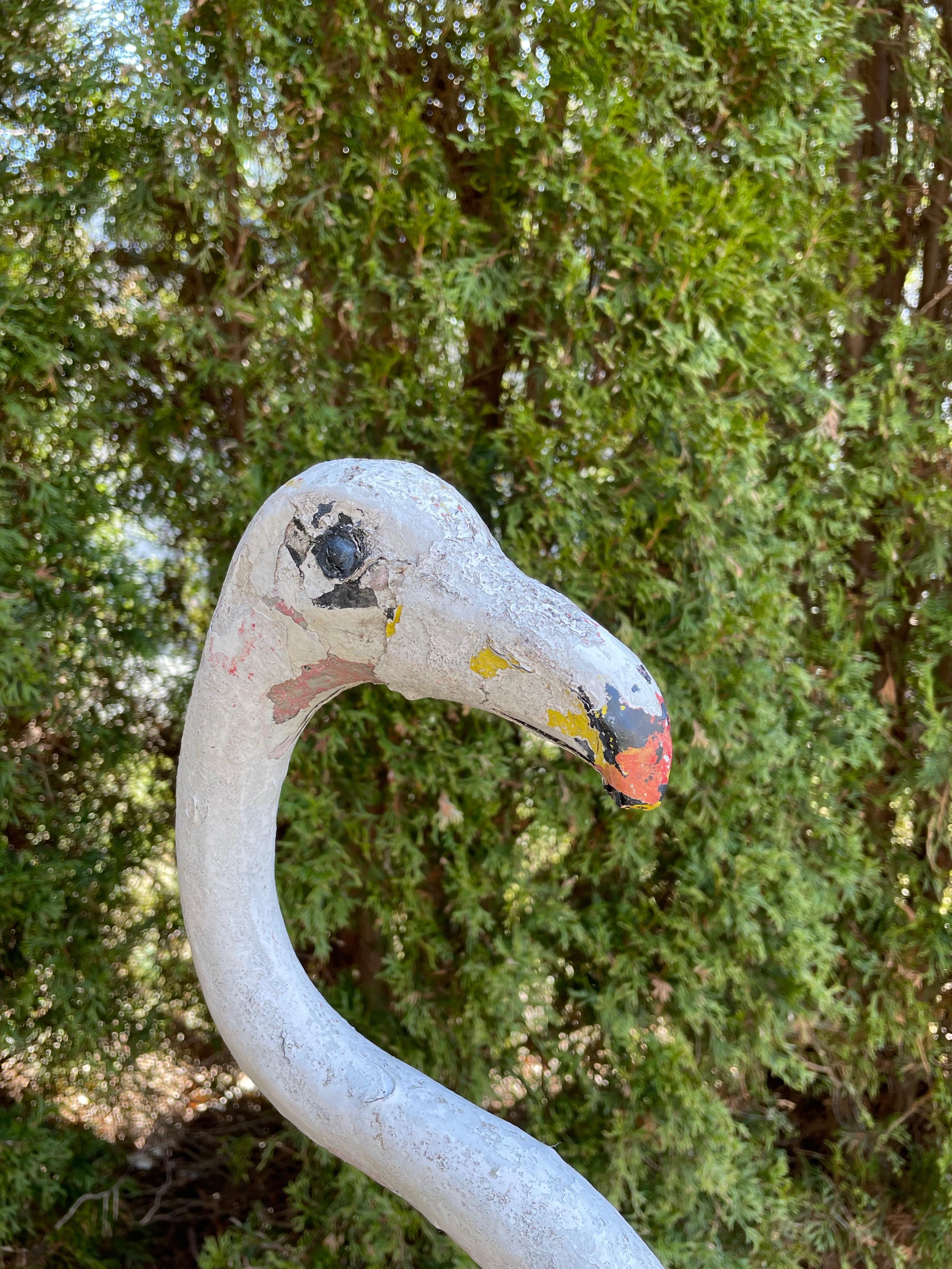Large French White Flamingo Statue In Good Condition For Sale In Woodbury, CT