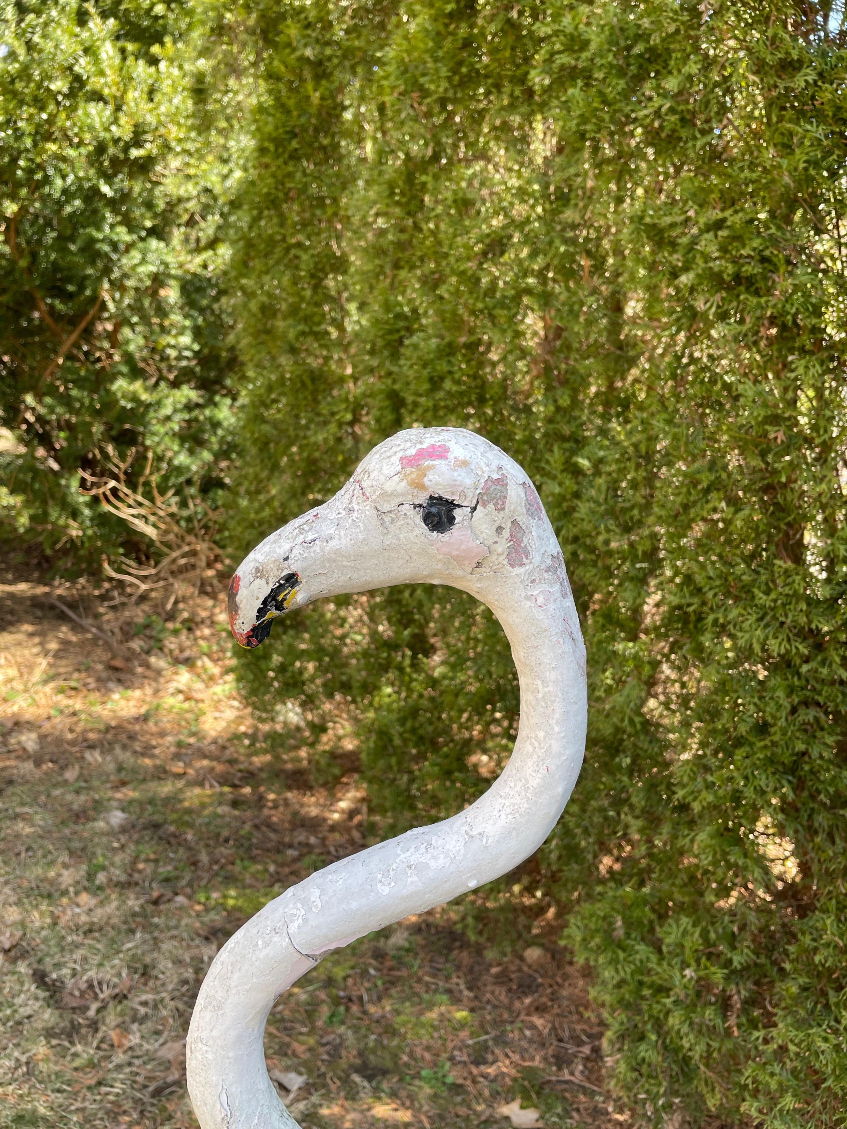 20th Century Large French White Flamingo Statue For Sale