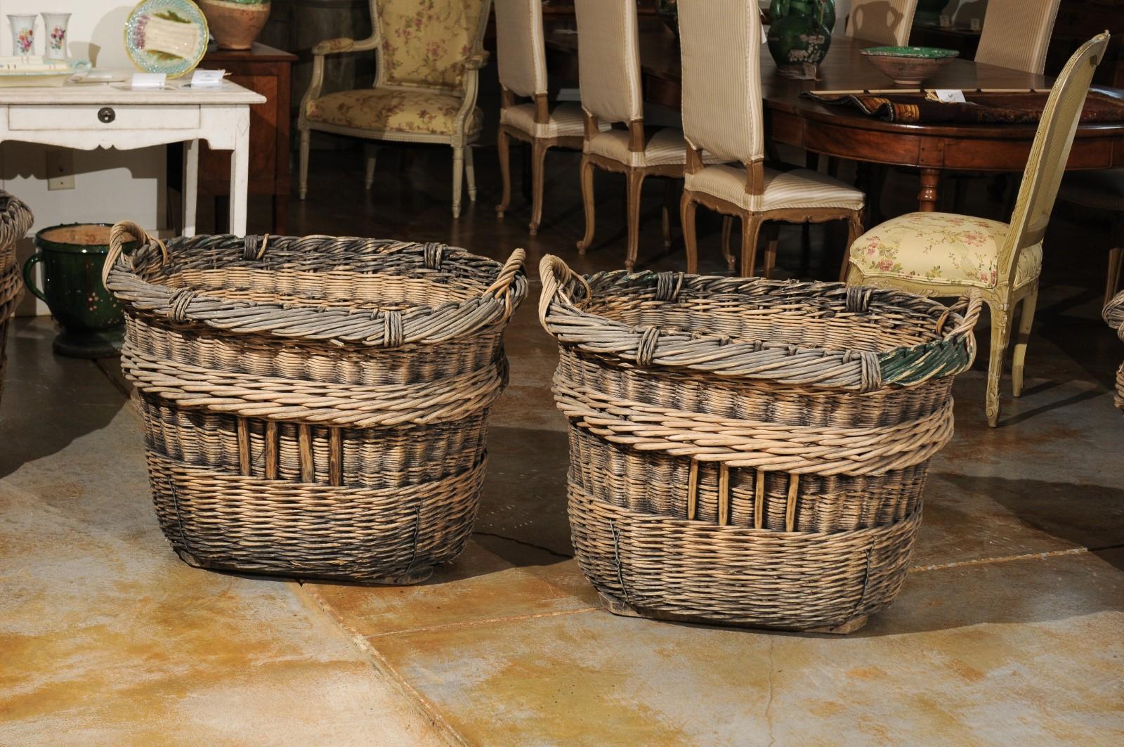 Large French Wicker Basket circa 1900 with Weathered Appearance 'One Left' 4