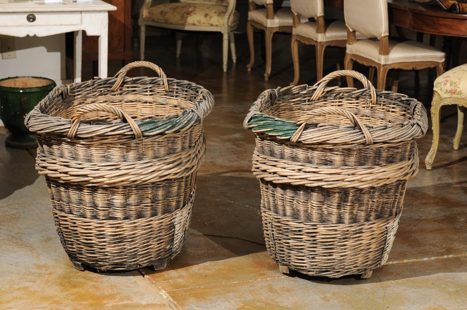 Large French Wicker Basket circa 1900 with Weathered Appearance 'One Left' 3