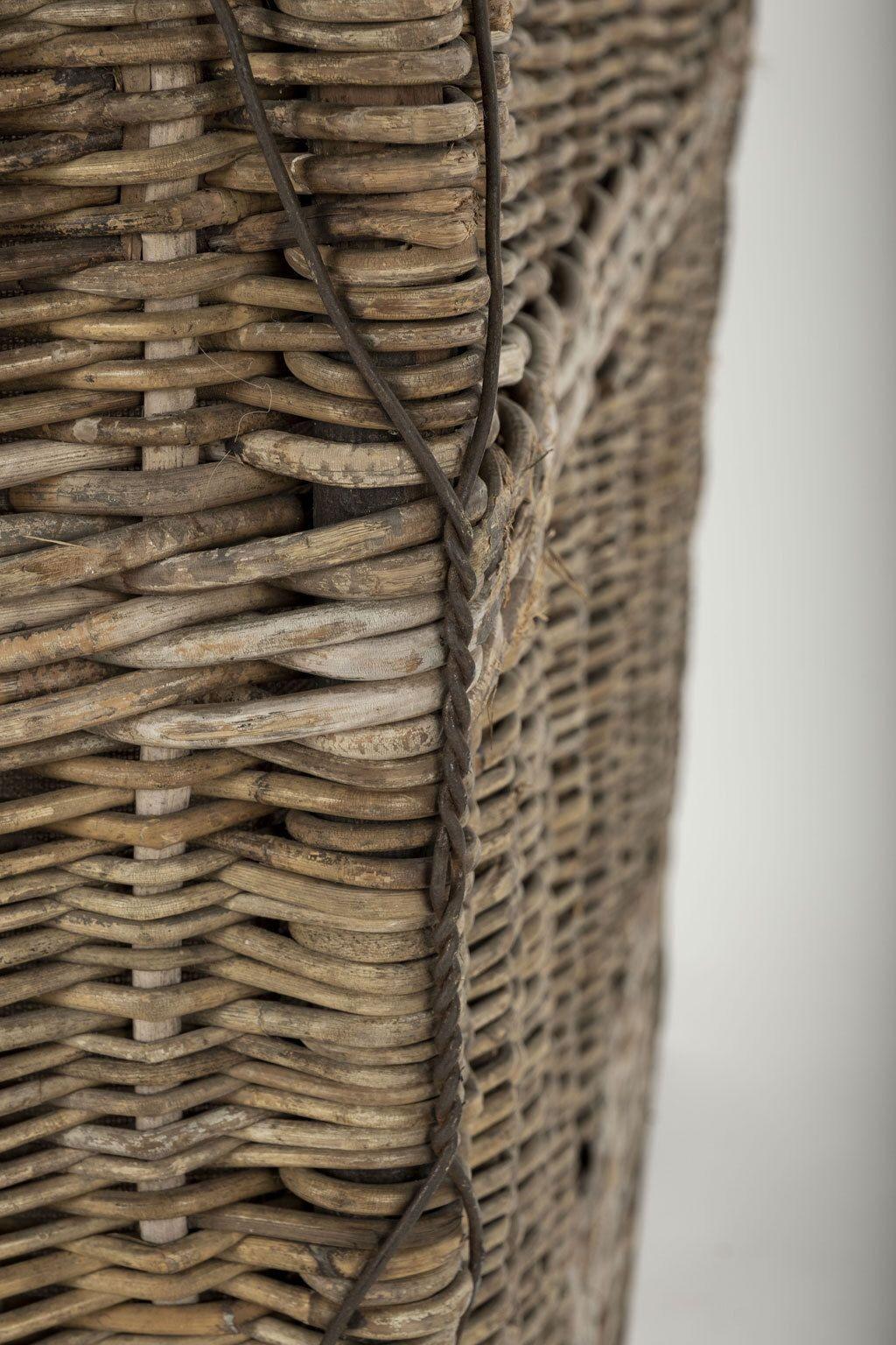 Hand-Woven Large French Wicker Basket