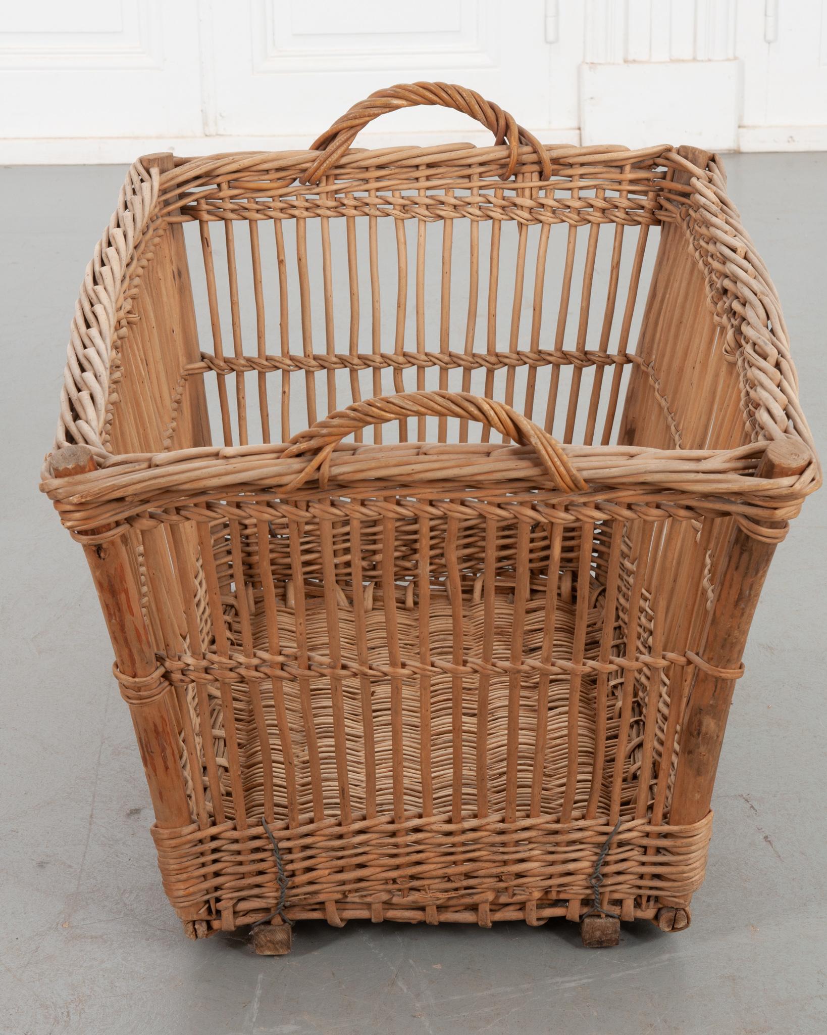 Large French Wicker Basket 1