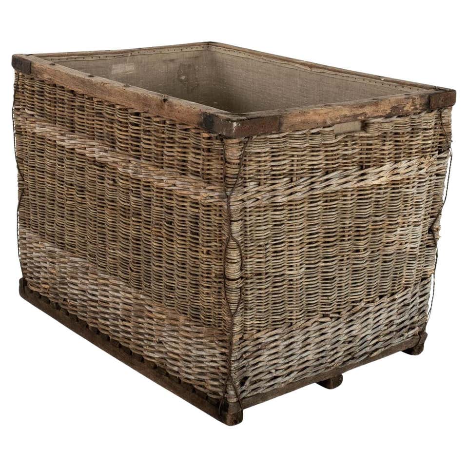 Large Rustic Wicker Basket For Sale at 1stDibs | rustic laundry basket ...