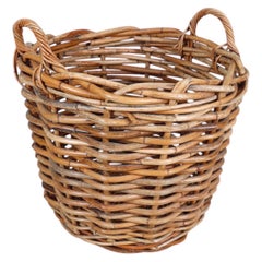 Large French Wicker Boulangerie Basket with Handles