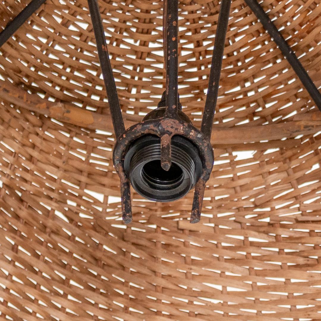 Large French Wicker Dome Light 5