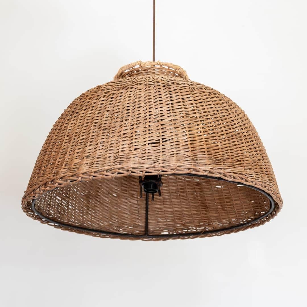 20th Century Large French Wicker Dome Light