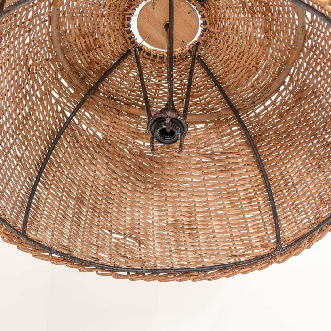 Large French Wicker Dome Light 1