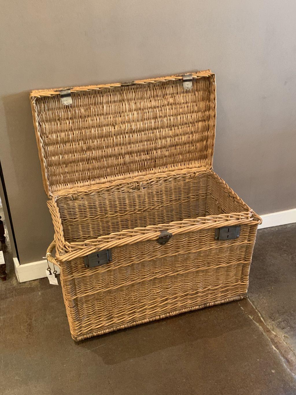 20th Century Large French Willow Basket Hamper