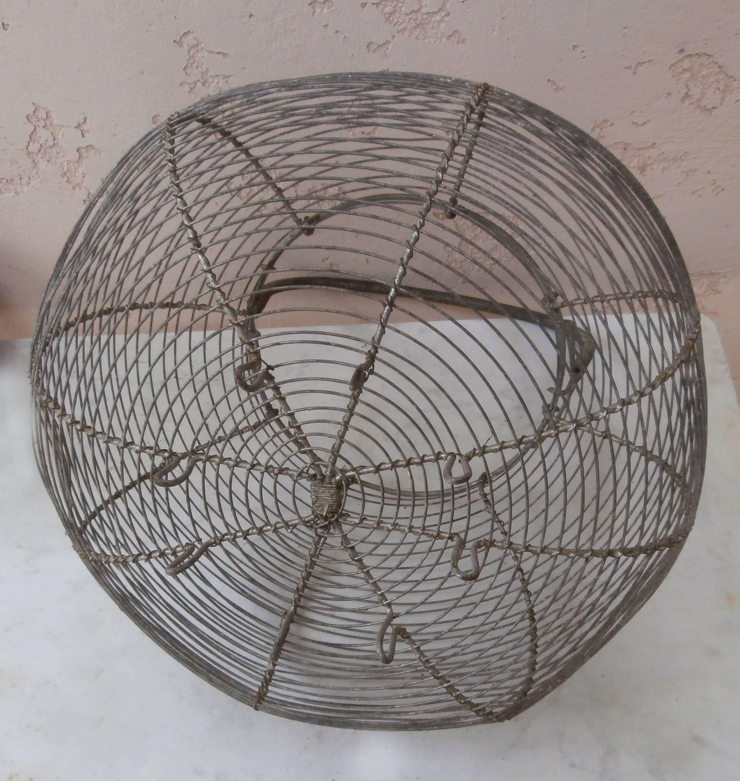Rustic Large French Wire Salad Basket, circa 1940