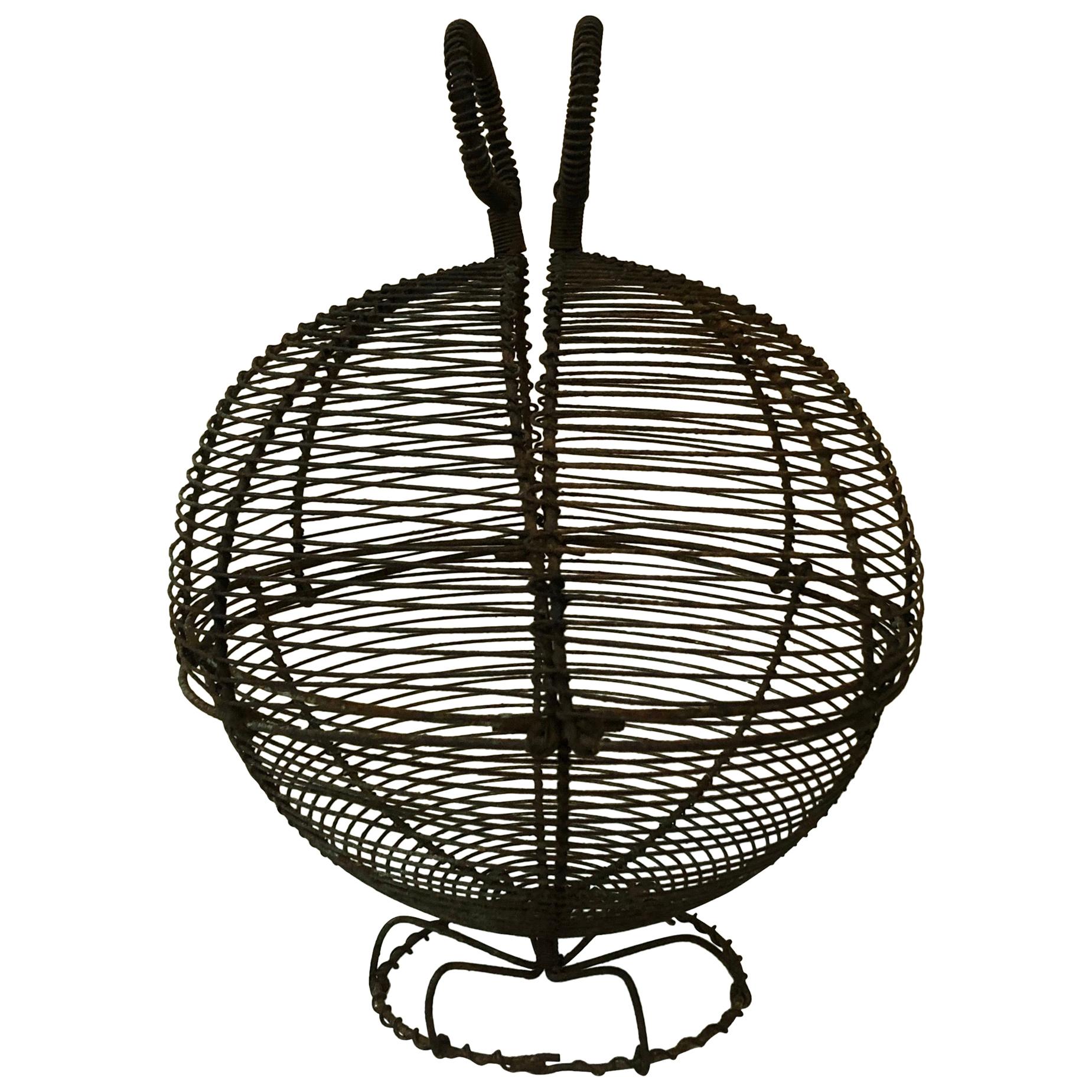 French Wire Salad Or Eggs Basket, circa 1940 For Sale
